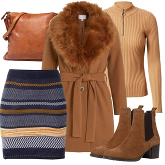 Outfit s Tmavě hnědá/Hnědá/Vínová Chelsea Boty/Kožená bunda/Letní kotníková kozačka/Kotníková Bota s Podšívkou/Vintage Kotníková Bota Tamaris "Zimní outfity"