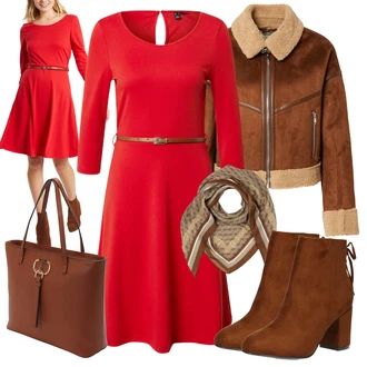 Outfit s Hnědá Kovbojská kotníková bota/Kozačka se zipem/Westernová Kotníková Bota/Plochá Kotníková Bota/Vintage Kotníková Bota/Chelsea Boty/Jezdecká Bota/Kotníková Bota s Podšívkou/Kožená kotníková bota/Ovčí Kožešinová Bota About You "Zimní outfity"
