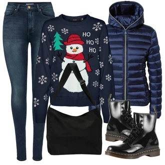 Outfit s Černá/Modrá Kozačka Šněrovací Kotníková Bota/Vintage Kozačka/Motorkářská bota/Plochá Kotníková Bota/Klasická Kozačka/Vintage Kotníková Bota/Bojová Bota Dr. Martens "Zimní outfity"