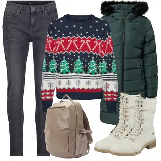 Outfit s Černá Dlouhý Zimní Kabát/Dlouhé Šaty/Móda Pro Plnoštíhlou/Zvonové Džíny/Dlouhá tylová sukně Monari "Zimní outfity"