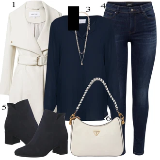 Dlouhé Outfit s Tmavě modrá Kožená bunda pro muže/Hedvábná Halenka/Businessová Halenka/Jednobarevná Halenka/Halenka s Dlouhým Rukávem/Halenkové Body/Žehlení odolná blůza/Slip-on Halenka/Blůza s knoflíčkem/Halenka se Stojatým Límcem Vila "Zimní Outfit"