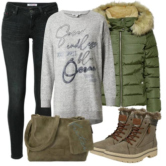 S nápisem Outfit s Pastelové barvy/Šedá Dlouhý Svetr SOCCX "Zimní outfity"