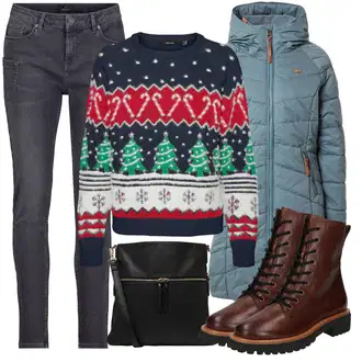 Outfit s Černá Dlouhý Zimní Kabát/Dlouhé Šaty/Móda Pro Plnoštíhlou/Zvonové Džíny/Dlouhá tylová sukně Monari "Zimní outfity"