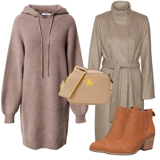 Outfit s Hnědá/Oranžová Chelsea Boty/Kotníková Bota s Podšívkou/Kovbojská kotníková bota/Bota na klínku/Kožená bunda/Letní kotníková kozačka/Westernová Kotníková Bota TOMS "Zimní outfity"