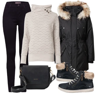 Podzim Outfit s Vínová/Bílá/Fialová/Tmavě modrá Kalhoty Džínové Legíny/Jeggings/Pletený Legín/Tregíny/Manšestrový legíny/Skinny Kalhoty levi's ® "Zimní outfity"