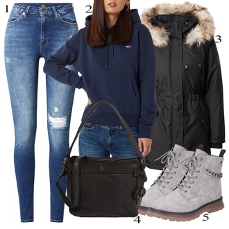 outfit mit Siva Škorenj Rieker "Zimska oblačila"