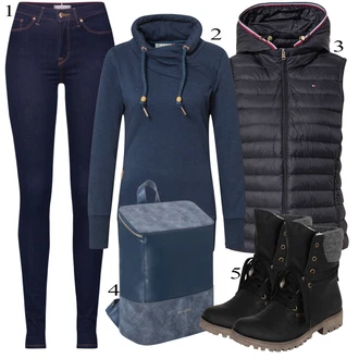 outfit mit Temno modra Jeggings/Jeans Pajkice Tommy Hilfiger "Zimska oblačila"