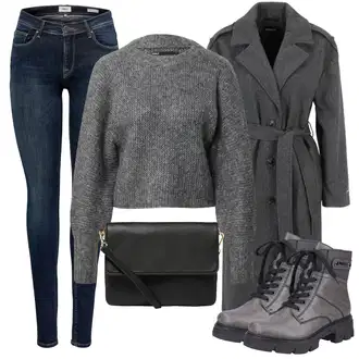 Outfit s Tmavě šedá/Šedá Dlouhý Kabát/Dlouhý kabát/Dlouhý Zimní Kabát/Vlněný kabát/Kašmírový Kabát/Midi Kabát/Vlněný Fleecový Kabát Only "Zimní outfity"