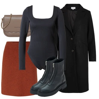 Nadrozměrné Outfit s Černá Kašmírový Kabát/Lodenový kabát/Dlouhý kabát/Dlouhý Kabát/Midi Kabát/Oversize Kabát/Vlněný Kabát/Zimní Kabát Vlněný kabát Vila "Zimní outfity"Look: Klasické, Cool, Kancelář, Old Money, Příliš oblečený, Nadrozměrné