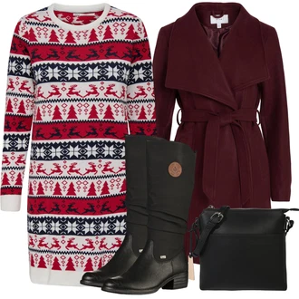 Outfit s Černá Nepromokavá kozačka/Jezdecká Bota/Dlouhá Kozačka/Klasická kozačka/Zimní Kozačka/Bota se širokým nohavici/Plochá kozačka nad koleno Rieker "Zimní outfity"