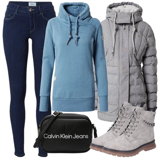 Ležérní Outfit s Tmavě modrá/Modrá Skinny Kalhoty/Džínové Legíny/Jeggings Only "Zimní outfity"Look: Styl, Rad, Emo, Ležérní, Cool, Francouzské, Skromné