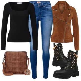 Outfit s Černá Kozačka Šněrovací Kotníková Bota/Plochá Kotníková Bota/Motorkářská bota/Bojová Bota Dockers by Gerli "Zimní outfity"