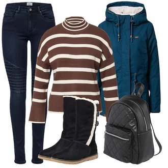 Outfit s Tmavě modrá/Světle modrá/Tyrkysový Outdoorové Bundy/Plachtařská bunda/Lyžařská bunda/Snowboardová Bund/Sněhová Bund/Trekingová bunda/Zimní Parka Ragwear "Zimní outfity"