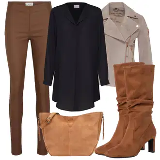 Outfit s Šedá/Béžová/Hnědá/Fialová Podzimní bunda/Motorkářská bunda/Manšestrová Bunda/Letní Bund/Neobvyklá bunda/Jarní bunda/Vlněná Bund/Motorkářské Bund/Kožené Bund/Bunda s Bočním Zipem Freaky Nation "Zimní outfity"