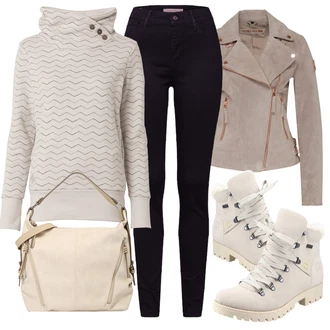 Podzim Outfit s Vínová/Bílá/Fialová/Tmavě modrá Kalhoty Džínové Legíny/Jeggings/Pletený Legín/Tregíny/Manšestrový legíny/Skinny Kalhoty levi's ® "Zimní outfity"