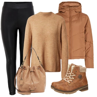 Outfity na zimu s Hnědá Svetr Niki Tom Tailor Denim "Zimní outfity"