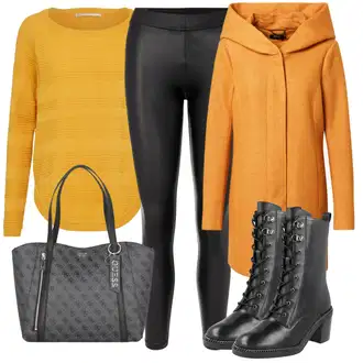Outfit s Černá/Zelená Bota Klasická kozačka/Bojová Bota/Šněrovací Kotníková Bota/Motorkářská Bota/Šněrovací Kozačka na Platformě Guess "Zimní outfity"