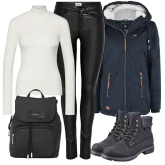Outfit s Tmavě modrá Outdoorové Bundy/Parka/Bunda 2v1/Plachtařská bunda/Podzimní bunda/Funkční Bunda/Trekingová bunda/Bunda s Kapucí/Parka Přechodová Bund Ragwear "Zimní outfity"