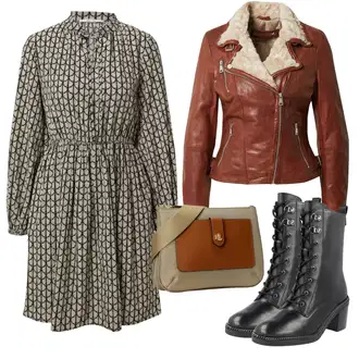 Outfit s Černá/Zelená Bota Klasická kozačka/Bojová Bota/Šněrovací Kotníková Bota/Motorkářská Bota/Šněrovací Kozačka na Platformě Guess "Zimní outfity"