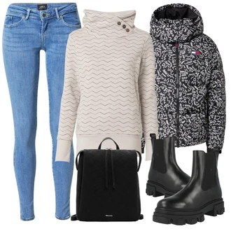 se suchým zipem Outfit s Šedá Nezařazené Tommy Jeans "Zimní outfity"