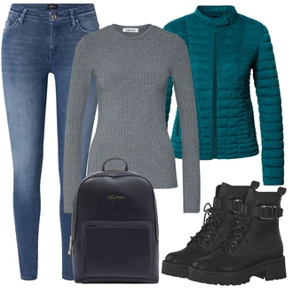 Outfit s Tyrkysový/Zelená Termo Bund/Hybridní bunda/Lehké Bund/Sportovní Bund/Sbalitelné Bund/Merino bunda Guess "Zimní outfity"