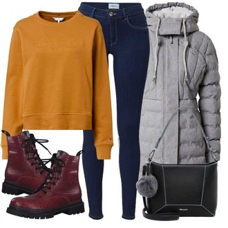 Ležérní Outfit s Tmavě modrá/Modrá Skinny Kalhoty/Džínové Legíny/Jeggings Only "Zimní outfity"Look: Styl, Rad, Emo, Ležérní, Cool, Francouzské, Skromné