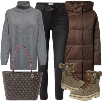 Outfit s Šedá/Světle šedá/Tmavě šedá Kašmírový Svetr/Kašmírový Svetr/Mohair Pullover/Jednoduchý Svetr/Rolák/Vlněný Svetr/Svetr s límečkem Only "Zimní outfity"