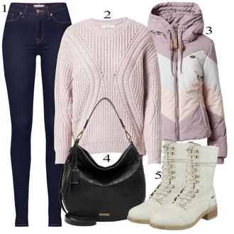 Lepo outfit mit Temno modra Jeggings/Jeans Pajkice Tommy Hilfiger "Zimska oblačila"Look: Stil, Kul, Francoski, Lepo, Preproste