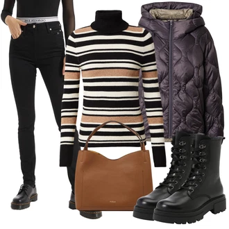 Outfit s Černá Nízká bota na podpatku/Šněrovací Bota/Kozačka Šněrovací Kotníková Bota Apple of Eden "Zimní outfity"