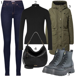 outfit mit Temno modra Jeggings/Jeans Pajkice Tommy Hilfiger "Zimska oblačila"