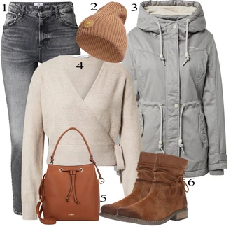 Outfity na zimu Mom s Šedá/Světle šedá/Tmavě šedá Džíny High Waist Džínové Kalhoty/Slim Fit Džíny/Capri Džíny/Dámské Džíny s Délkou 7/8/Kožená Pánská Bund/Zimní bunda/Kotníková Bota/Kožená bunda/Zkrácené Džíny/Kožené Boty/Džíny s Rozparkem LTB "Outfity na zimu"Look: Styl, Cool, Mom, Old Money