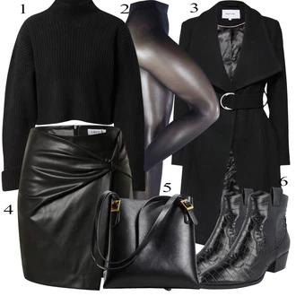 Outfity na zimu Krátká/mini s Černá Dlouhý Zimní Kabát/Dlouhá tylová sukně/Dlouhé Šaty/Svetrové Šaty/Móda Pro Plnoštíhlou/Šaty s dlouhým rukávem/Šaty s výstřihem "Zimní Outfit"