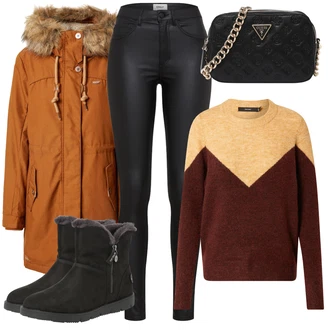 Outfit s Červená Pletený Oděv VERO MODA "Zimní outfity"