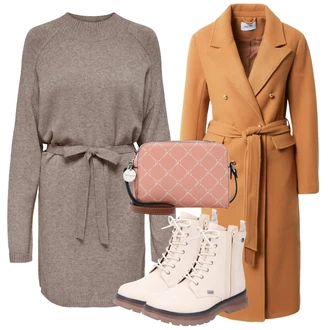 Outfit s Šedá/Béžová/Hnědá/Fialová Svetrové Šaty/Zimní Pletené Šaty/Pletené Šaty Only "Zimní outfity"