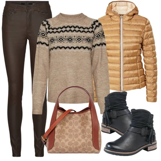 Outfit s Černá Zvonová Kalhoty/Kozačka nad Kolena/Kozačka Rieker "Zimní outfity"