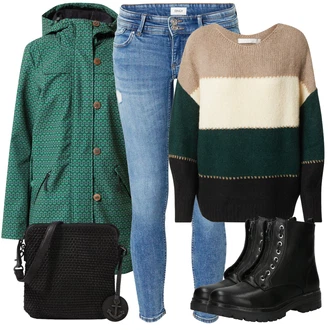 Šněrovací Outfit s Světle modrá/Modrá Džíny s Dírou/Džíny s Nízkým Sedem/Kožená bunda/Kožené bundy/Džín s Nízkým Pasem/Kotníková Bota/Push up Džín/Navlékací džíny/Džíny s Rozparkem Only "Zimní outfity"