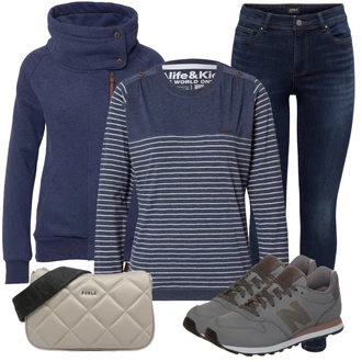 Outfit s Tmavě modrá Originální Mikina/Mikina/Pletená Mikina s kapucí/Sportovní Mikina Alife and Kickin "Zimní outfity"