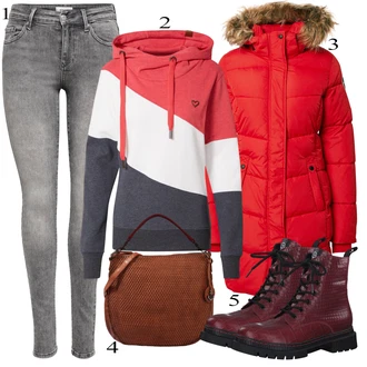 outfit mit Temno Siva/Svetlo Siva/Siva Hlača velika velikost Pajkice Velika Velikost Only "Zimska oblačila"