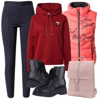 Outfit s Černá 7/8 Kalhoty Tommy Hilfiger "Zimní outfity"