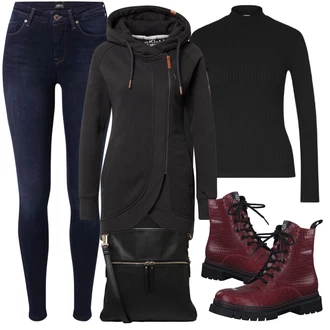 Outfit s Dlouhý Zimní Kabát/Dlouhá tylová sukně/Mikina/Dlouhé Šaty/Móda Pro Plnoštíhlou/Teplák Alife and Kickin "Zimní outfity"