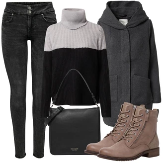 Outfit s Černá Přechodový Kabát qs by s.oliver "Zimní outfity"