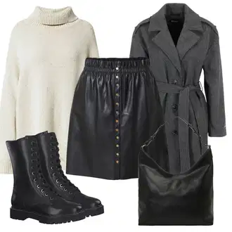 Outfit s Tmavě šedá/Šedá Dlouhý Kabát/Dlouhý kabát/Dlouhý Zimní Kabát/Vlněný kabát/Kašmírový Kabát/Midi Kabát/Vlněný Fleecový Kabát Only "Zimní outfity"