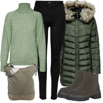Outfit s Černá/Tmavě modrá Legíny s Podšívkou/Teplé Legíny/Kožená bunda/Neprůhledný Legíny/Sportovní Legína/Formovaná Legína/Bavlněné Legíny/Legíny s Rozparkem/Pletený Legín Only "Zimní outfity"