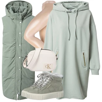 Outfit s Růžová/Béžová/Modrá Punčocháče Wolford "Zimní outfity"