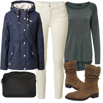 Outfit s Zelená/Červená Zimní bota/Nízká bota na podpatku/Kozačka Kotníková Bota Tamaris "Zimní outfity"