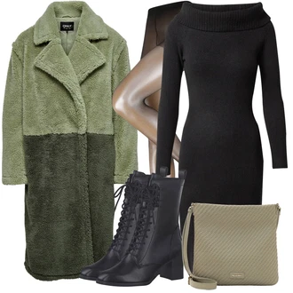 Outfity na zimu Ke kolenům s Černá About You "Zimní outfity"