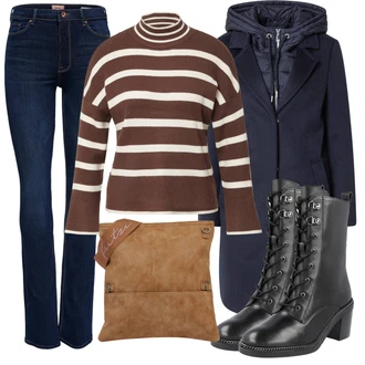 Vysoký Pas Outfit s Modrá/Tmavě modrá/Světle modrá Pánské tričko/Kožená bunda/Termální Džíny/Zimní bunda/Džín s Nízkým Pasem/Džíny s Rozparkem/Rovná Džína/Push up Džín/Džíny s Nízkým Sedem/Slim Fit Džíny/Kožené Boty Only "Zimní outfity"