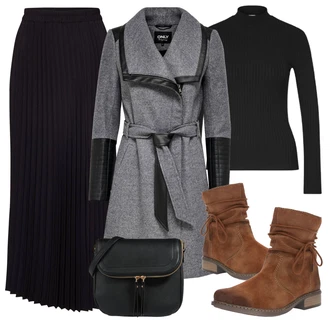 Outfit s Hnědá/Béžová Kozačka Kotníková Bota s Podšívkou/Vintage Kotníková Bota/Letní kotníková Kozačka/Plochá Kotníková Bota/Bota se širokým nohavici/Šněrovací Kotníková Bota/Kožená kotníková bota/Zimní kotníková bota Rieker "Zimní outfity"