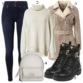 outfit mit Škorenj Gležnar na Vezalke Guess "Zimska oblačila"