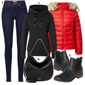 outfit mit Temno modra Jeggings/Jeans Pajkice Tommy Hilfiger "Zimska oblačila"